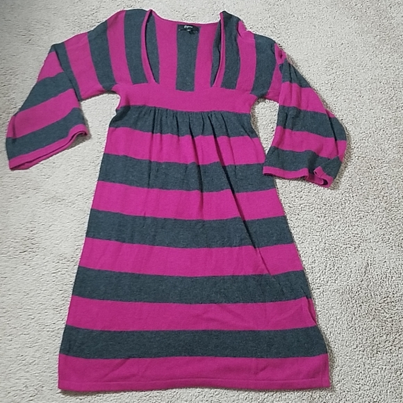Express pink and gray striped sweater dress - Picture 1 of 8